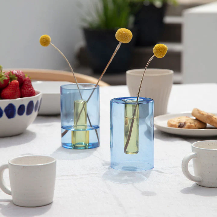 Small Blue & Yellow Reversible Vase - Image 3