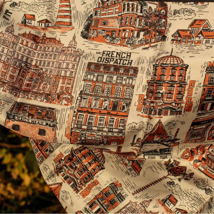 Wes Anderson Buildings Silk Scarf - 90 x 90cm - Image 3