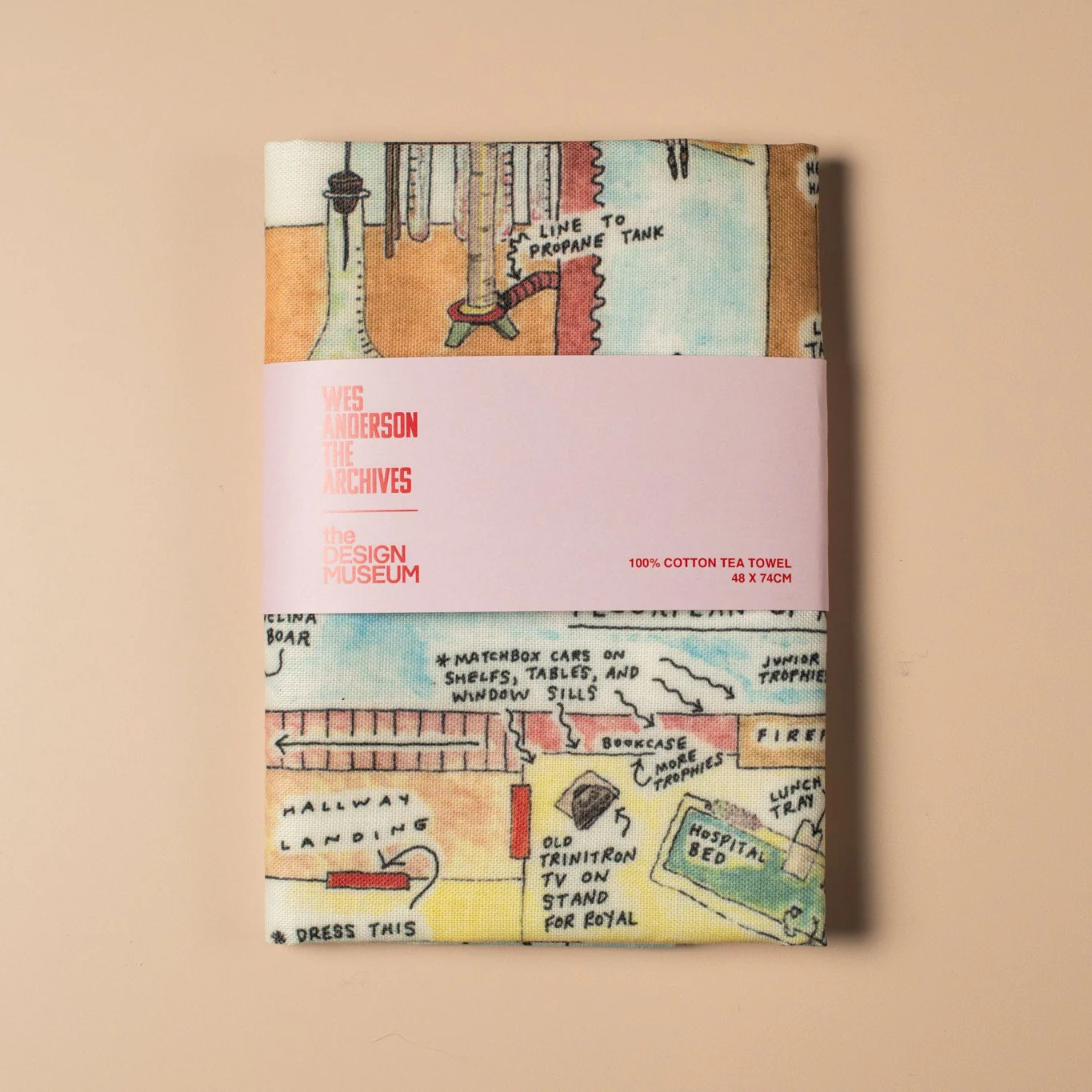 Wes Anderson Royal Tenenbaums Richie's Mural by Eric Chase Anderson Tea Towel - Image 4